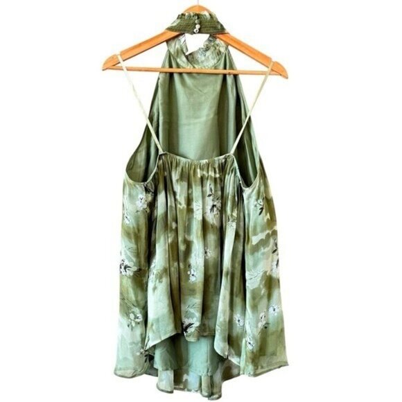 ANTHROPOLOGIE Floral Print Flowy Sleeveless Halter Blouse Open Back Size 1X NEW - Picture 5 of 11